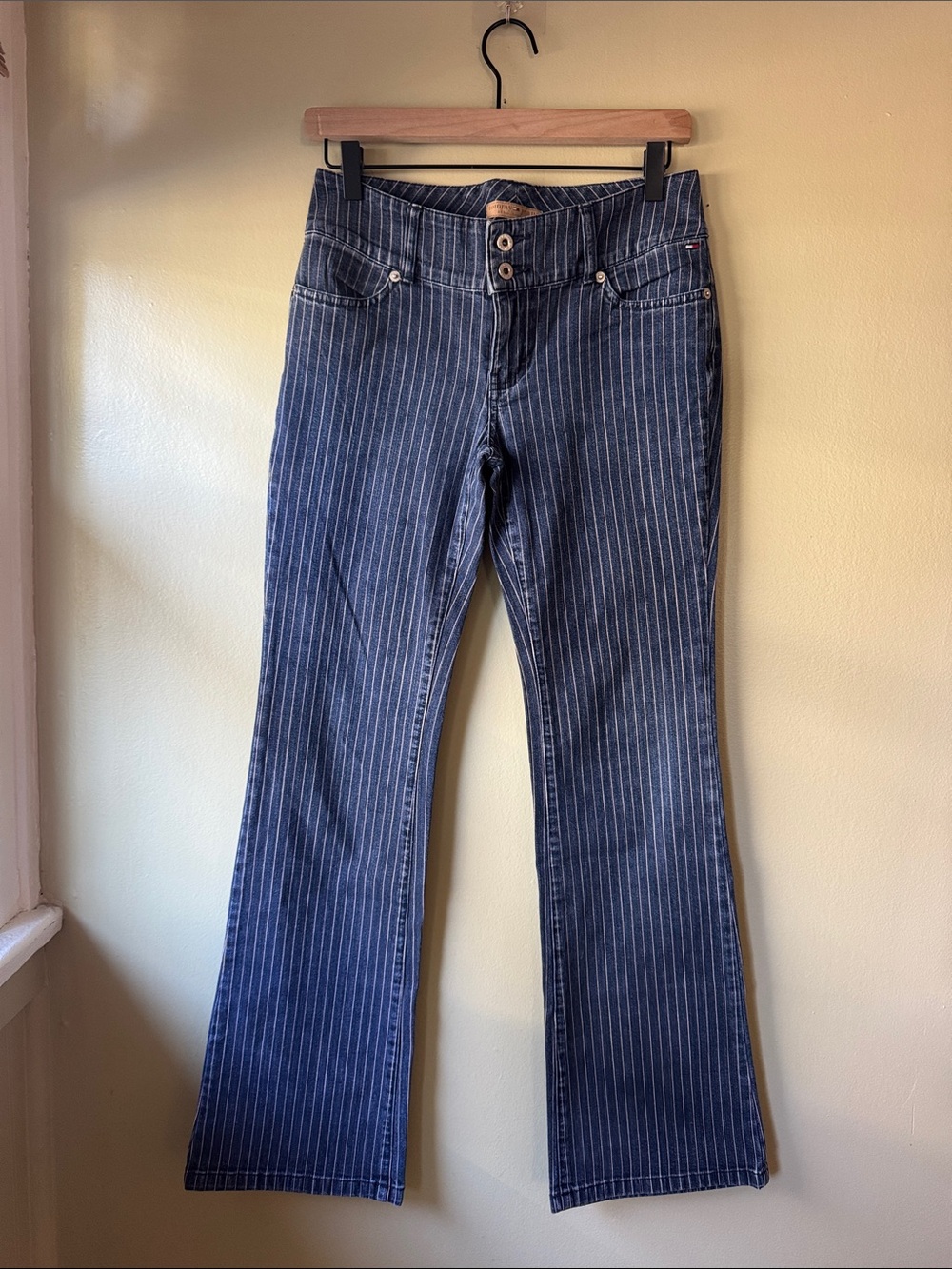 Vintage Tommy Hilfiger Navy Pinstripe Flare Jeans